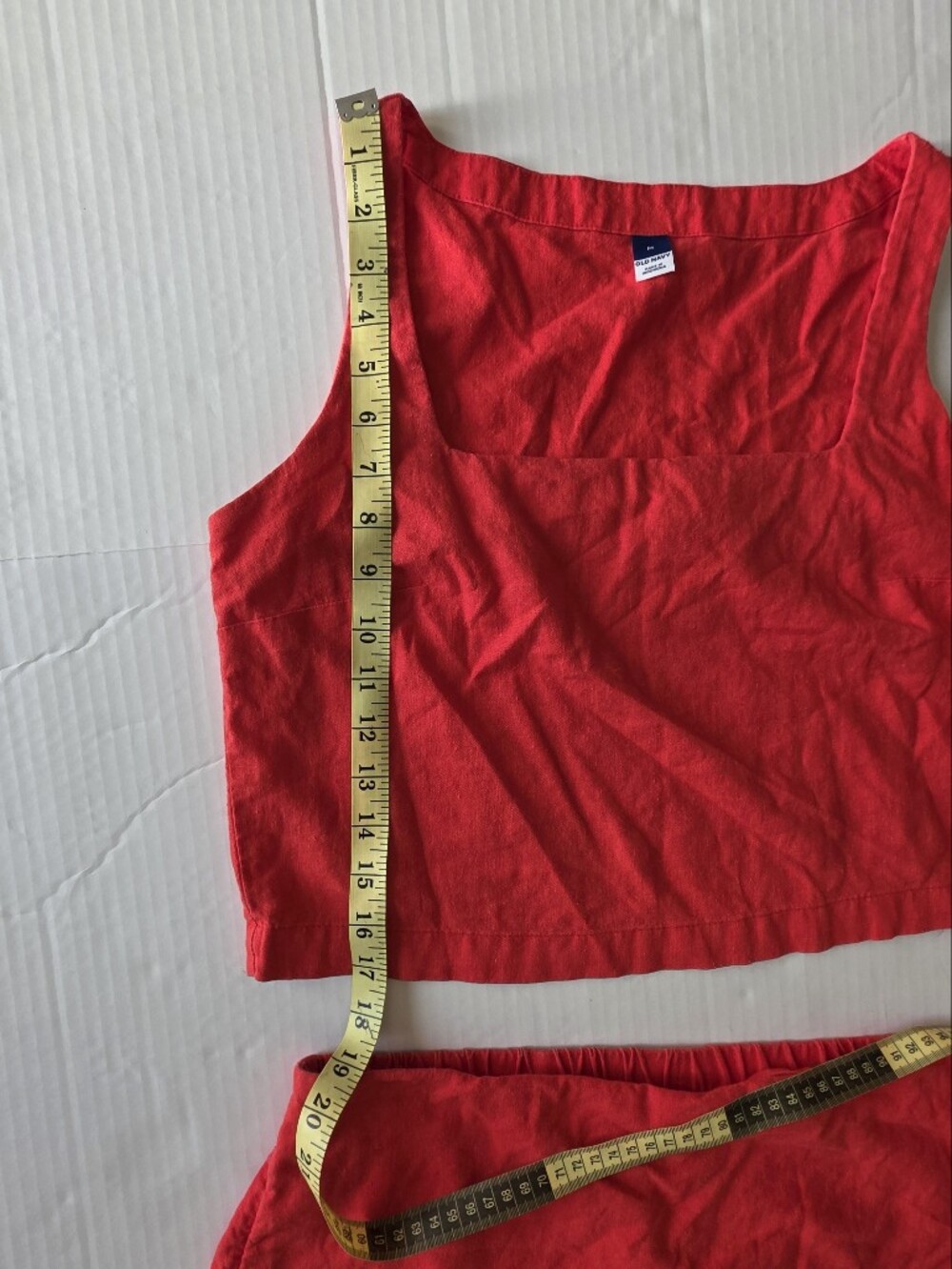 Red Linen Crop Top Sleeveless Eurosummer Clean girl Resortwear - Picture 3 of 3